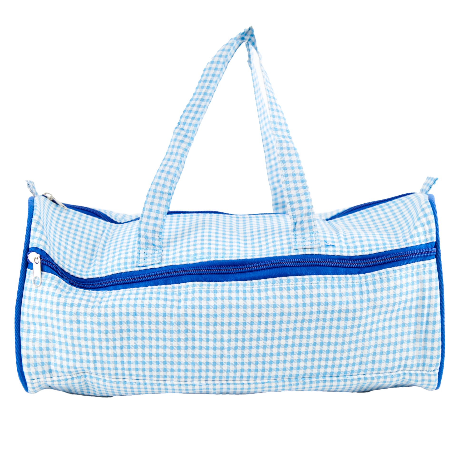 Knitting Plaid Bag, Blue- 43.1x24.1x17.7cm