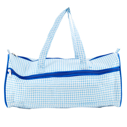 Knitting Plaid Bag, Blue- 43.1x24.1x17.7cm