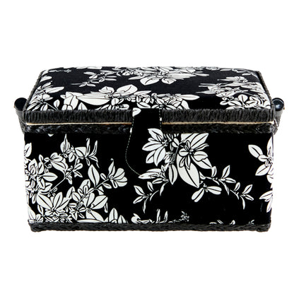 Sewing Basket, B&W Flower- 27.5x17x15cm