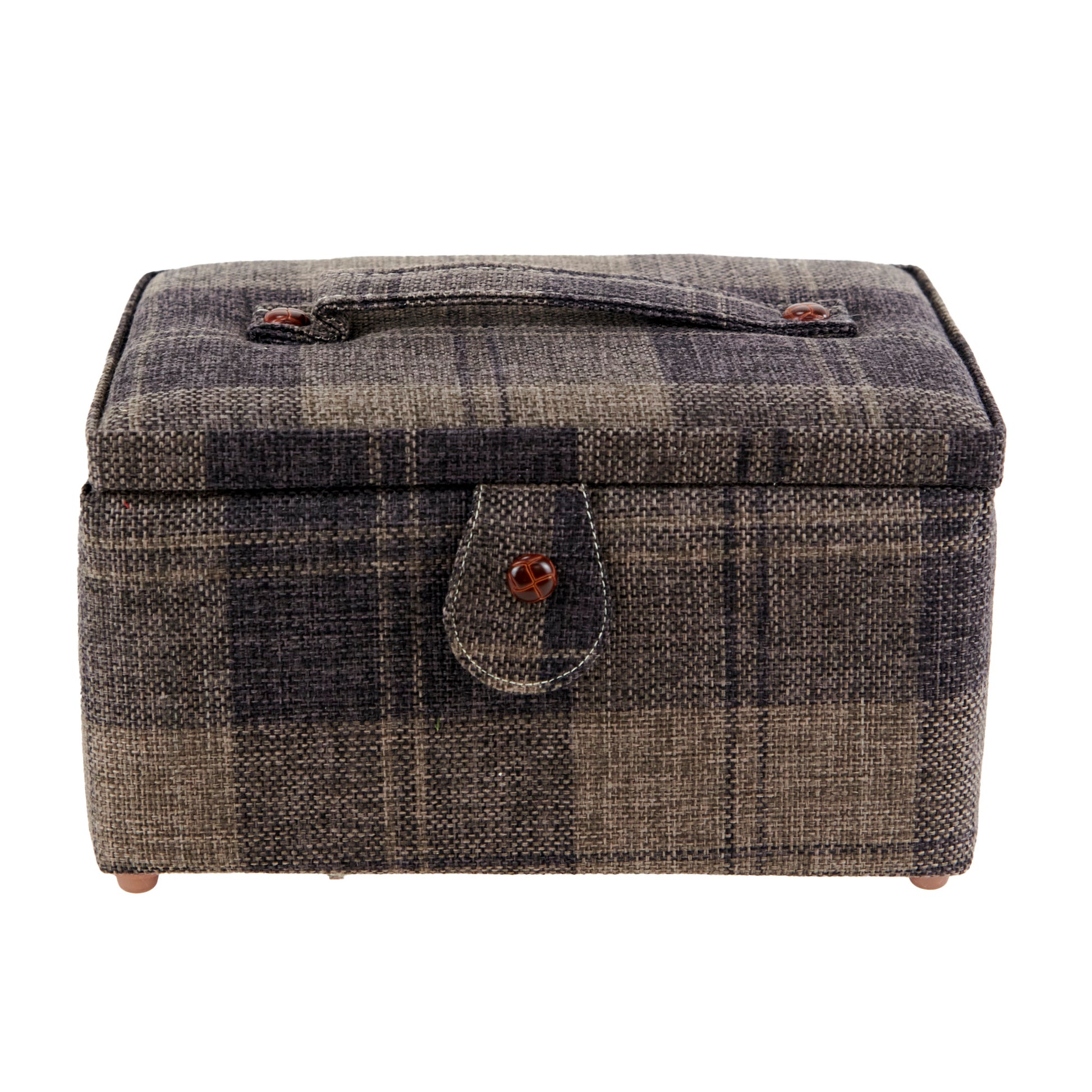 Sewing Basket, Grey Plaid- 26.5x16.5x12cm