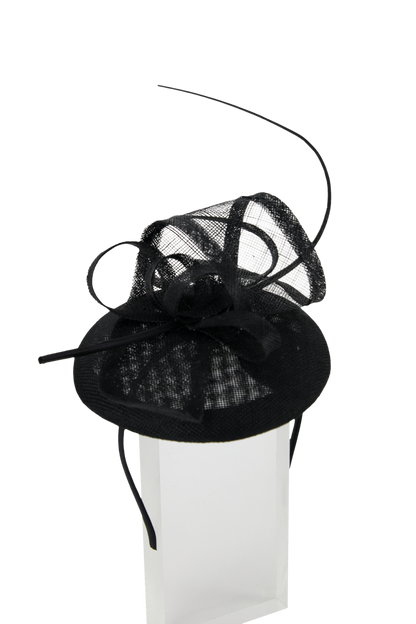 Sinamay Fascinator With Headband And Clip,  Grace- Black