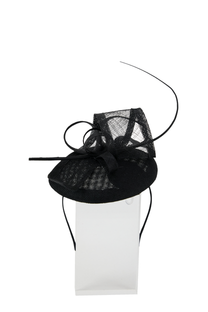 Sinamay Fascinator With Headband And Clip,  Grace- Black