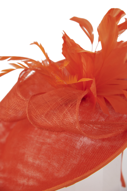 Lincraft Sinamay Fascinator With Headband and Clip, Coral Orange