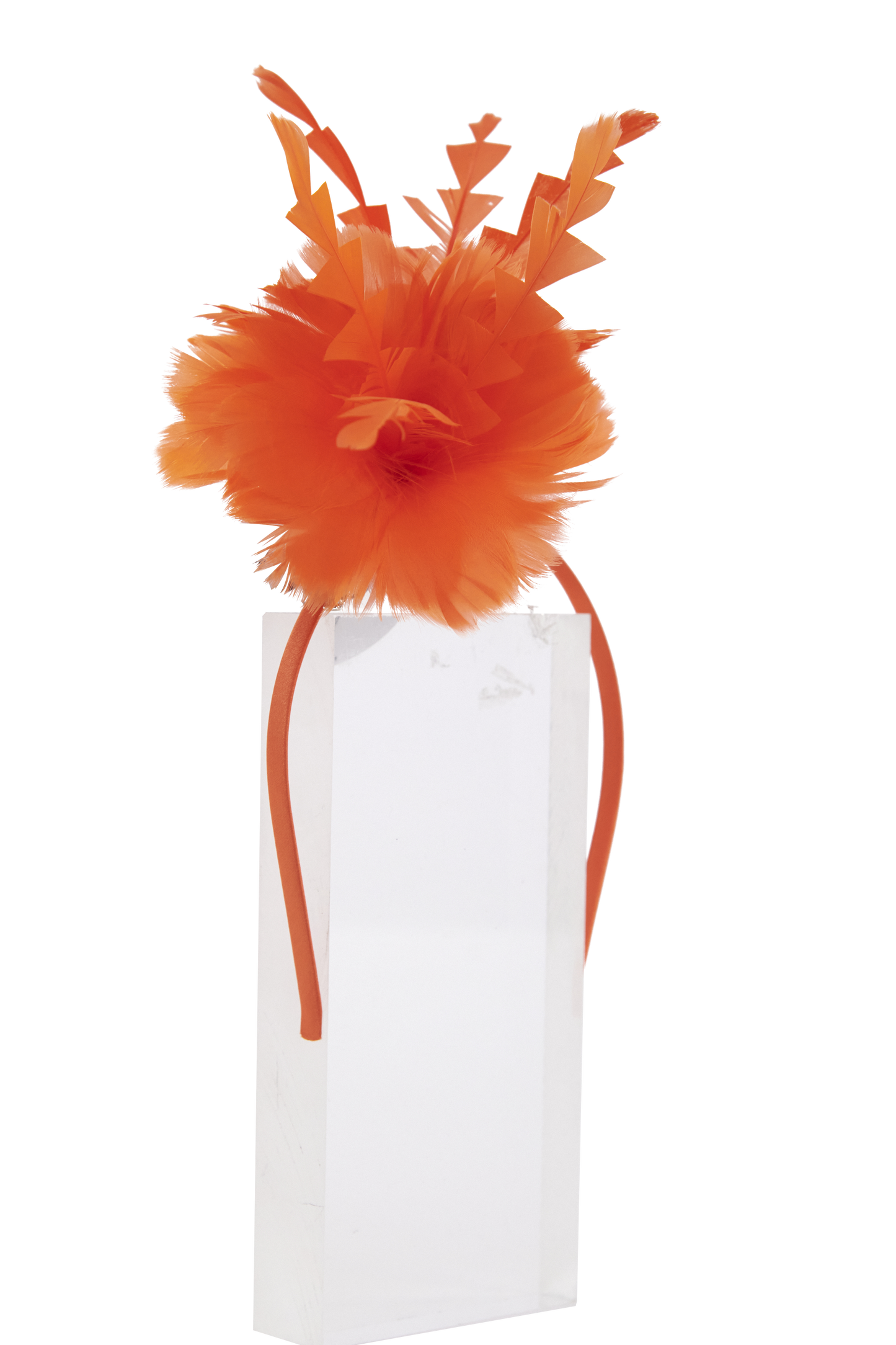 Lincraft Sinamay Fascinator Feather With Headband and Clip, Orange