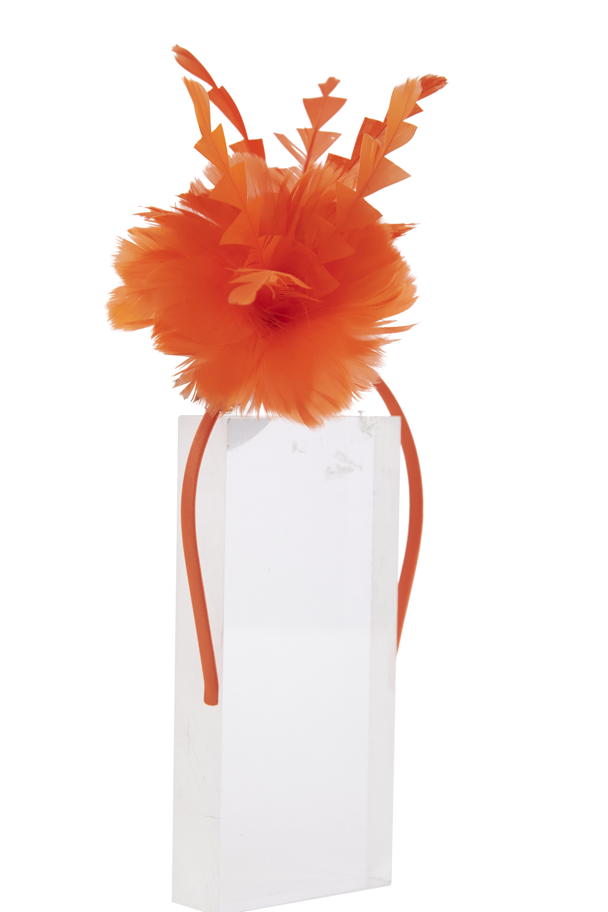 Lincraft Sinamay Fascinator Feather With Headband and Clip, Orange