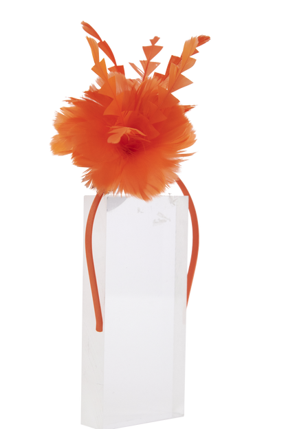 Lincraft Sinamay Fascinator Feather With Headband and Clip, Orange