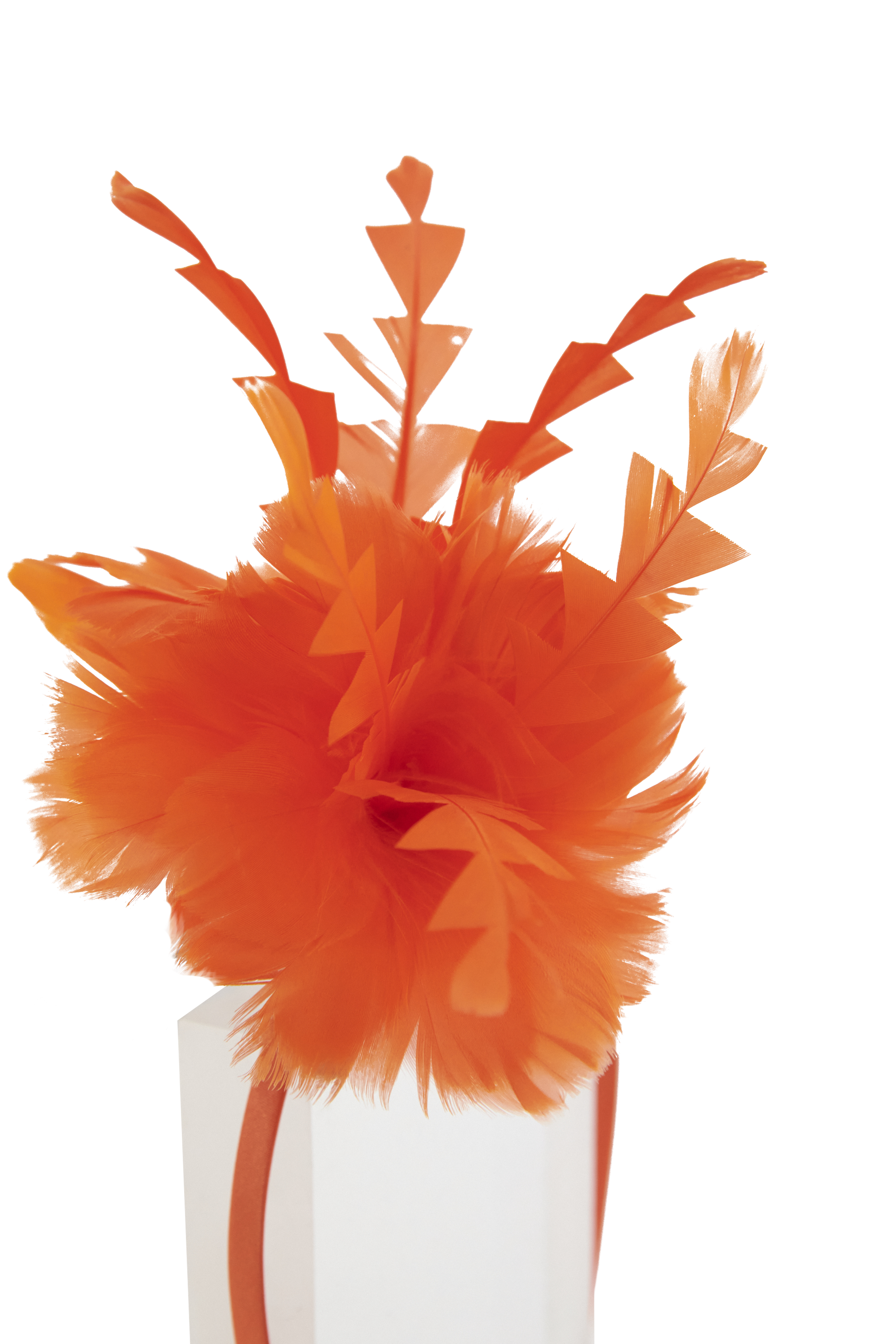 Lincraft Sinamay Fascinator Feather With Headband and Clip, Orange