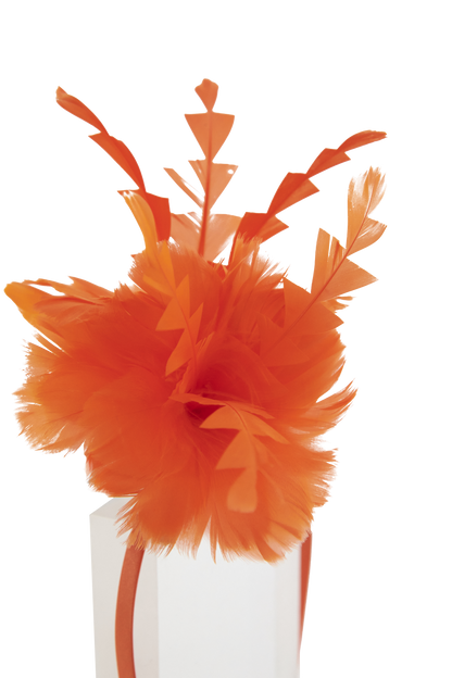 Lincraft Sinamay Fascinator Feather With Headband and Clip, Orange