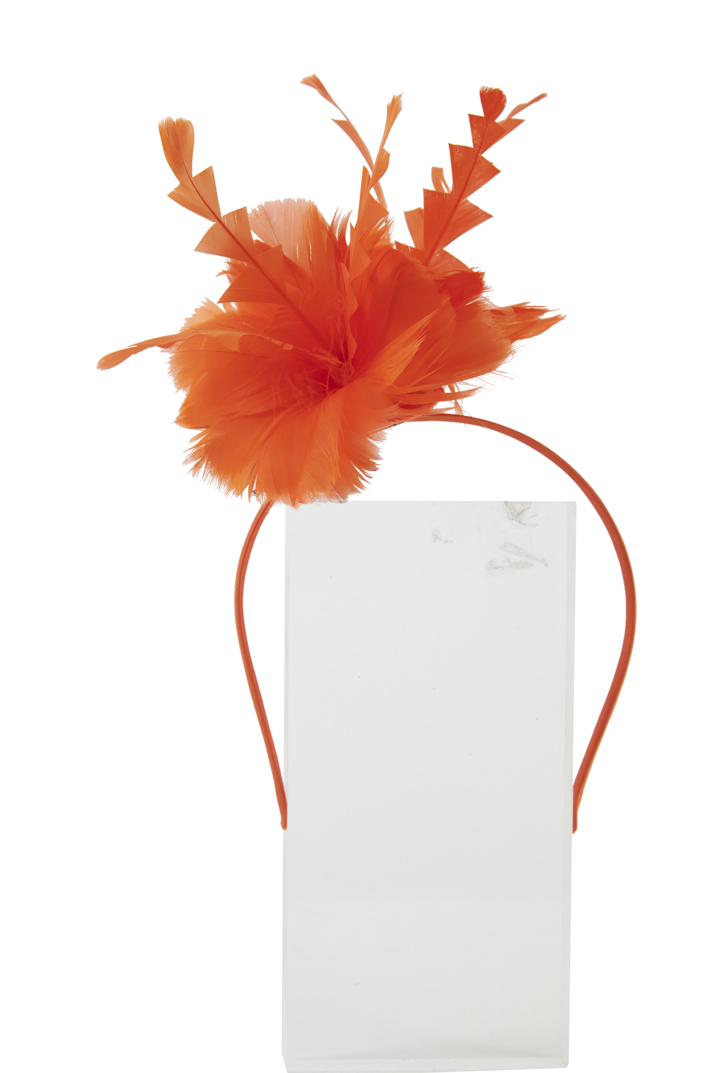 Lincraft Sinamay Fascinator Feather With Headband and Clip, Orange