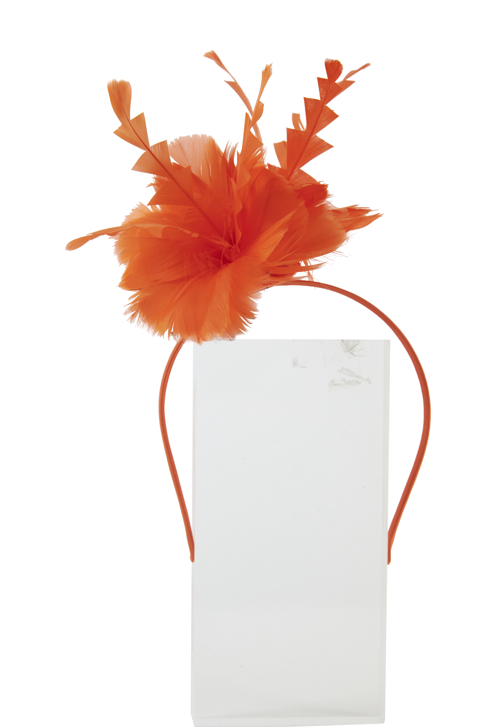 Lincraft Sinamay Fascinator Feather With Headband and Clip, Orange