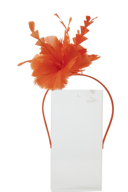 Lincraft Sinamay Fascinator Feather With Headband and Clip, Orange