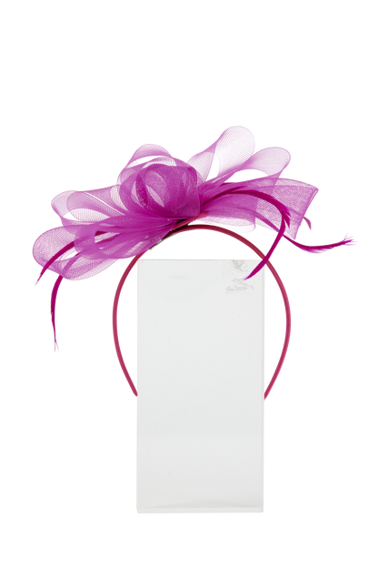 Headband And Clip Fascinator, Eva- Magenta