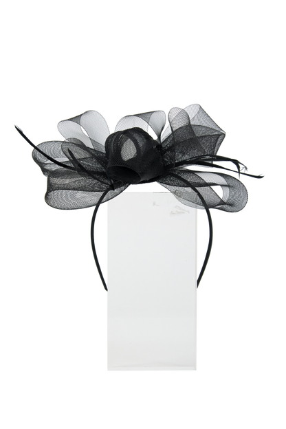 Headband And Clip Fascinator, Eva- Black