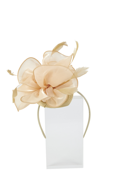 Headband And Clip Fascinator, Rose- Cream