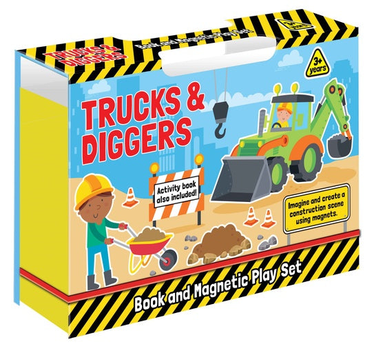 Book & Magnetic Play Set, Trucks & Diggers 