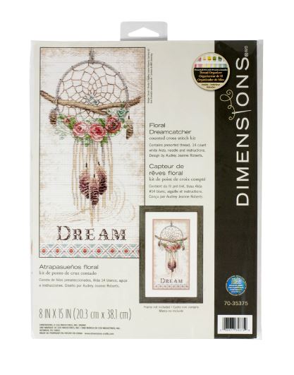 Dimensions Counted Cross Stitch, Floral Dreamcatcher- 33x25.4cm