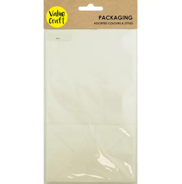 Value Craft DIY Gift Bags, White- 8pk