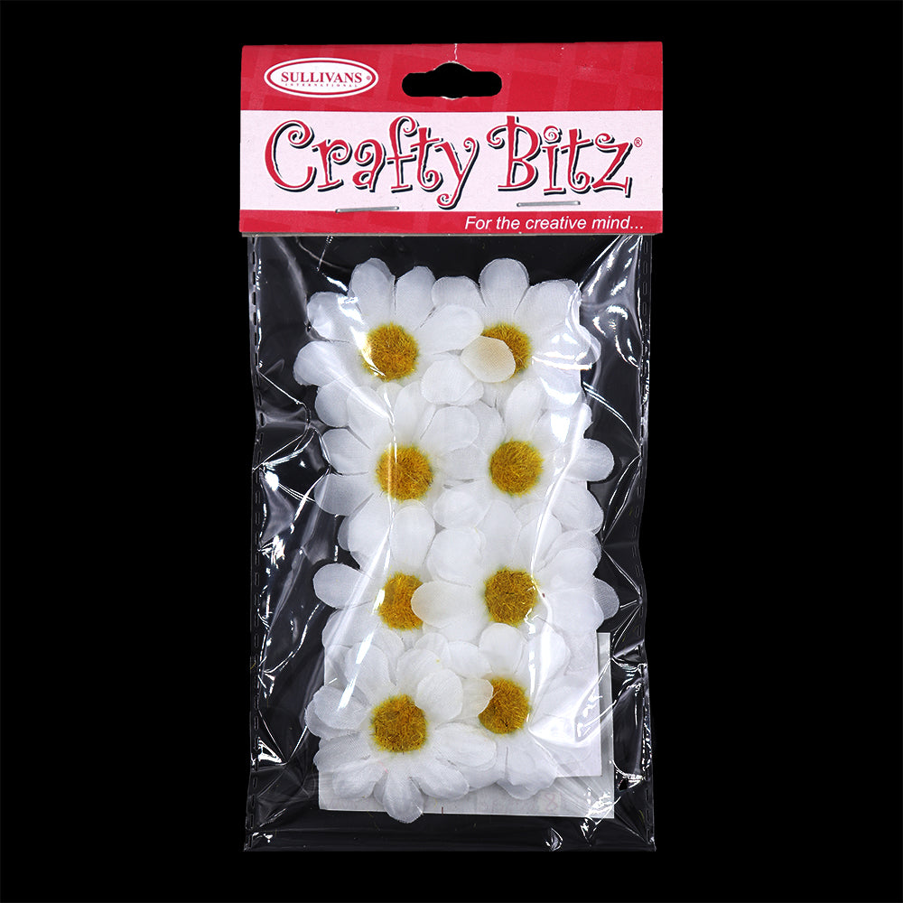 Crafty Bitz Daisy Flowers, White- 8pk