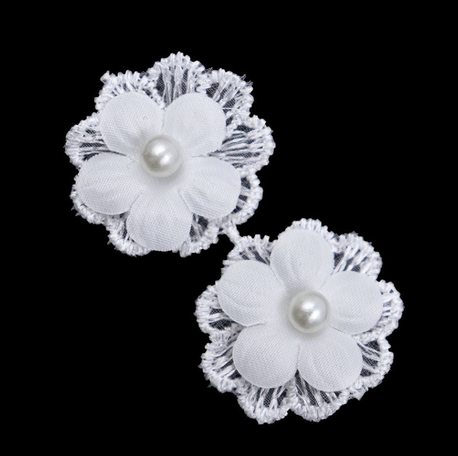 Crafty Bitz Flower with Pearl, White- 6pk