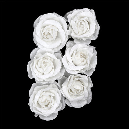 Crafty Bitz Flower Rose with Stem, White- 6pk