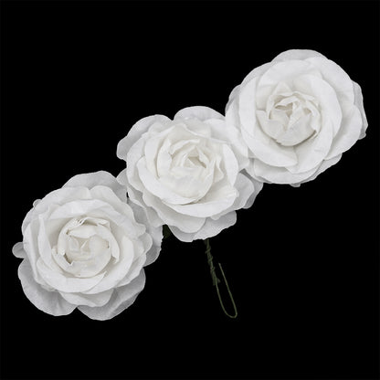 Crafty Bitz Flower Rose with Stem, White- 6pk