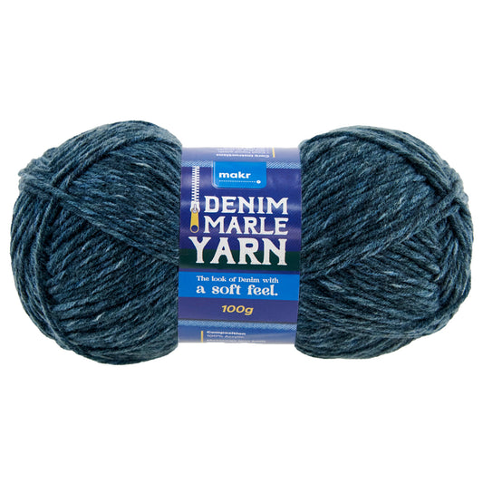 Makr Denim Marle Crochet & Knitting Yarn, Dark Indigo- 100g Acrylic Yarn