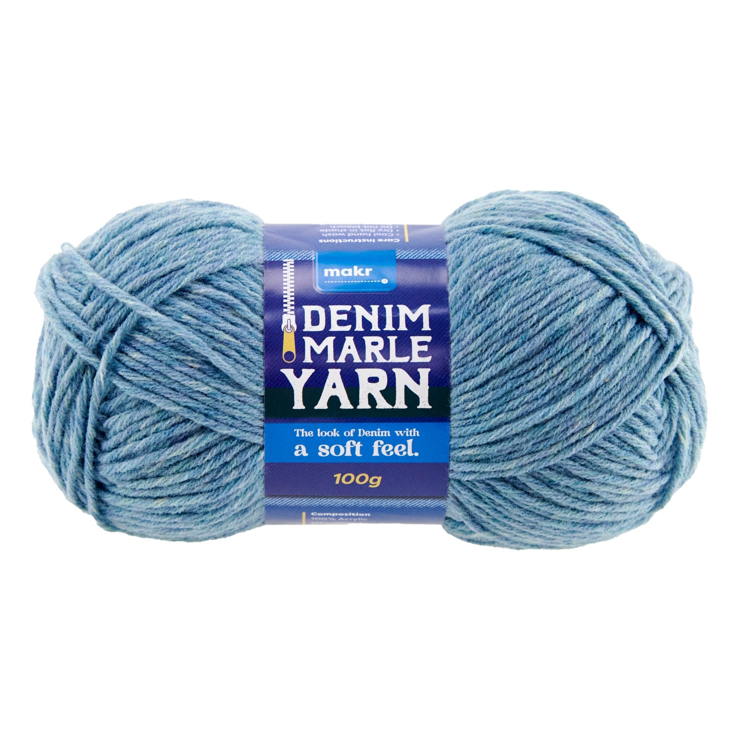 Makr Denim Marle Crochet & Knitting Yarn, Stonewash- 100g Acrylic Yarn