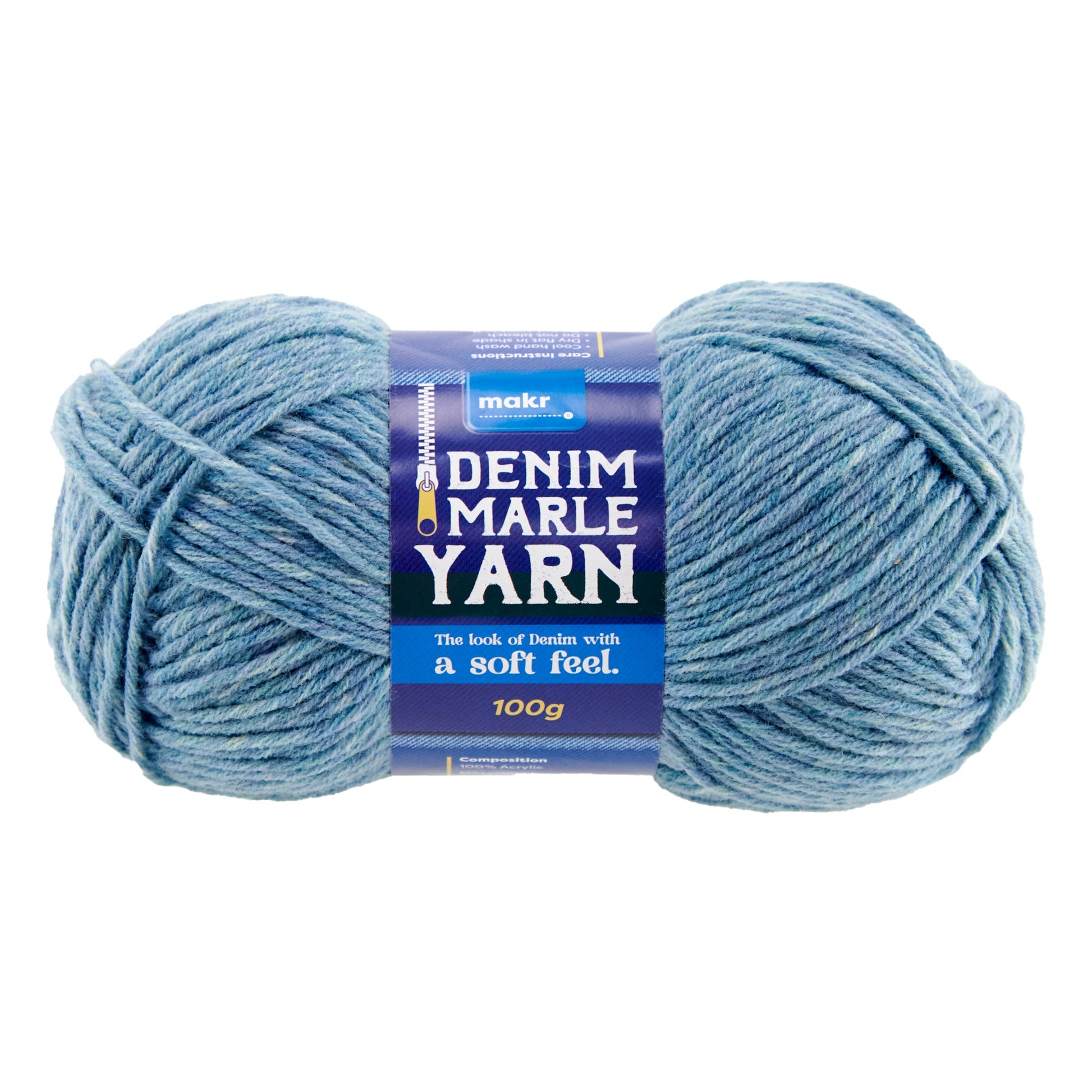 Makr Denim Marle Crochet & Knitting Yarn, Stonewash- 100g Acrylic Yarn