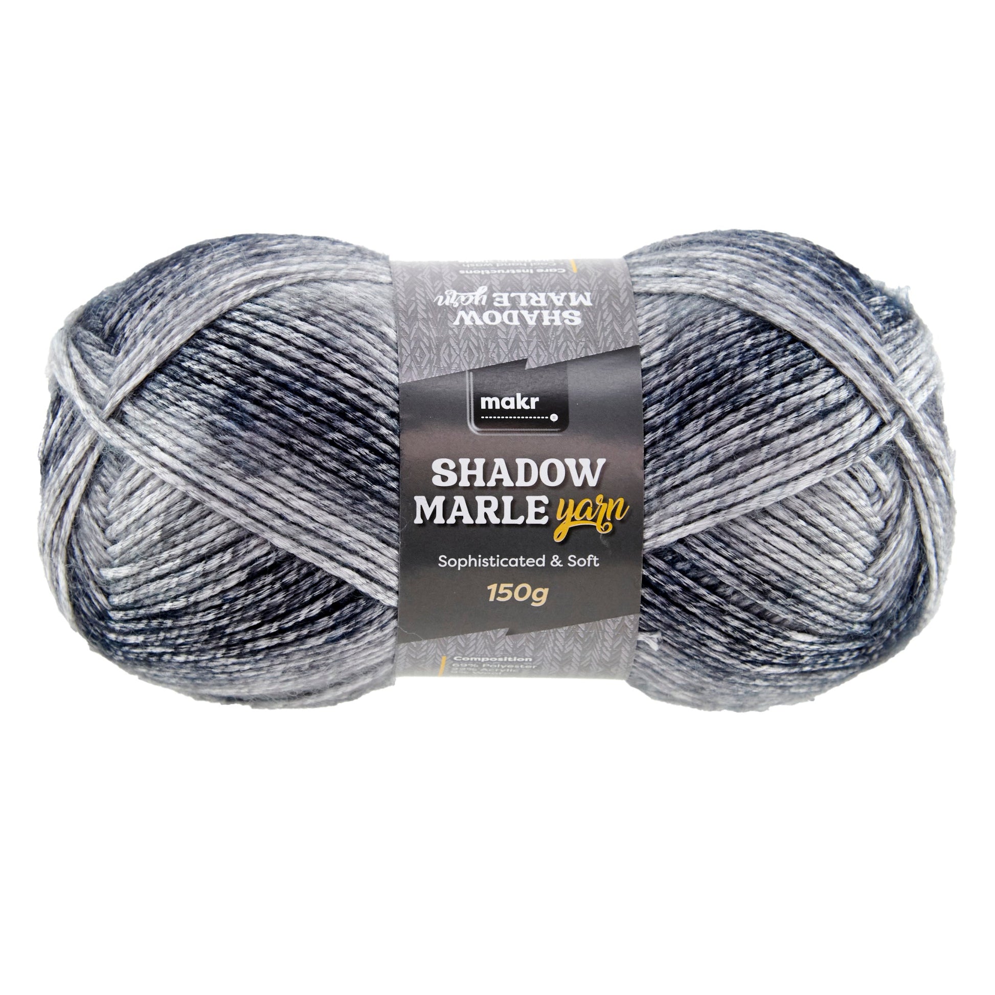 Makr Shadow Marle Crochet & Knitting Yarn, Stormy- 150g Polyester Blend Yarn