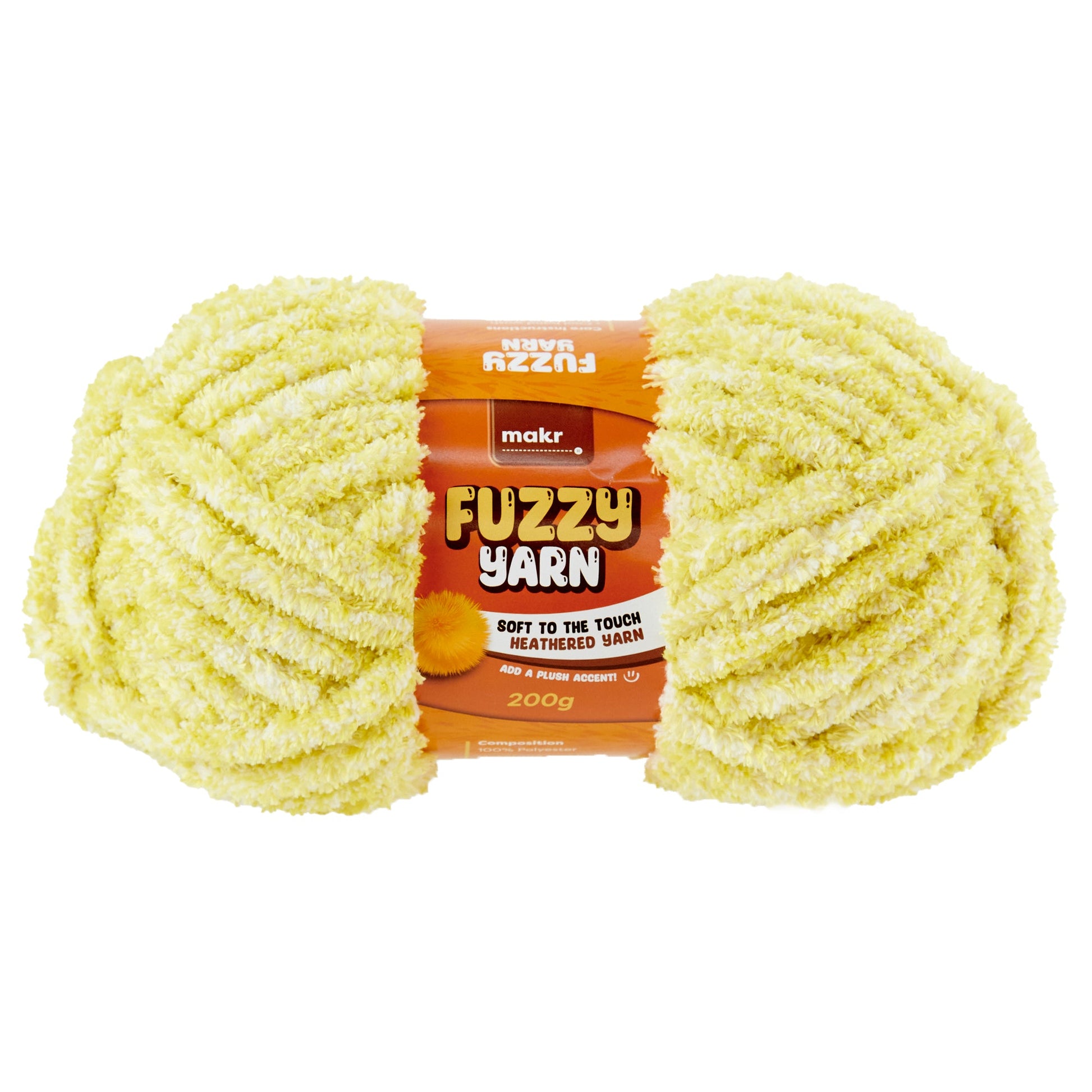 Makr Fuzzy Crochet & Knitting Yarn, Cyber Lime- 200g Polyester Yarn