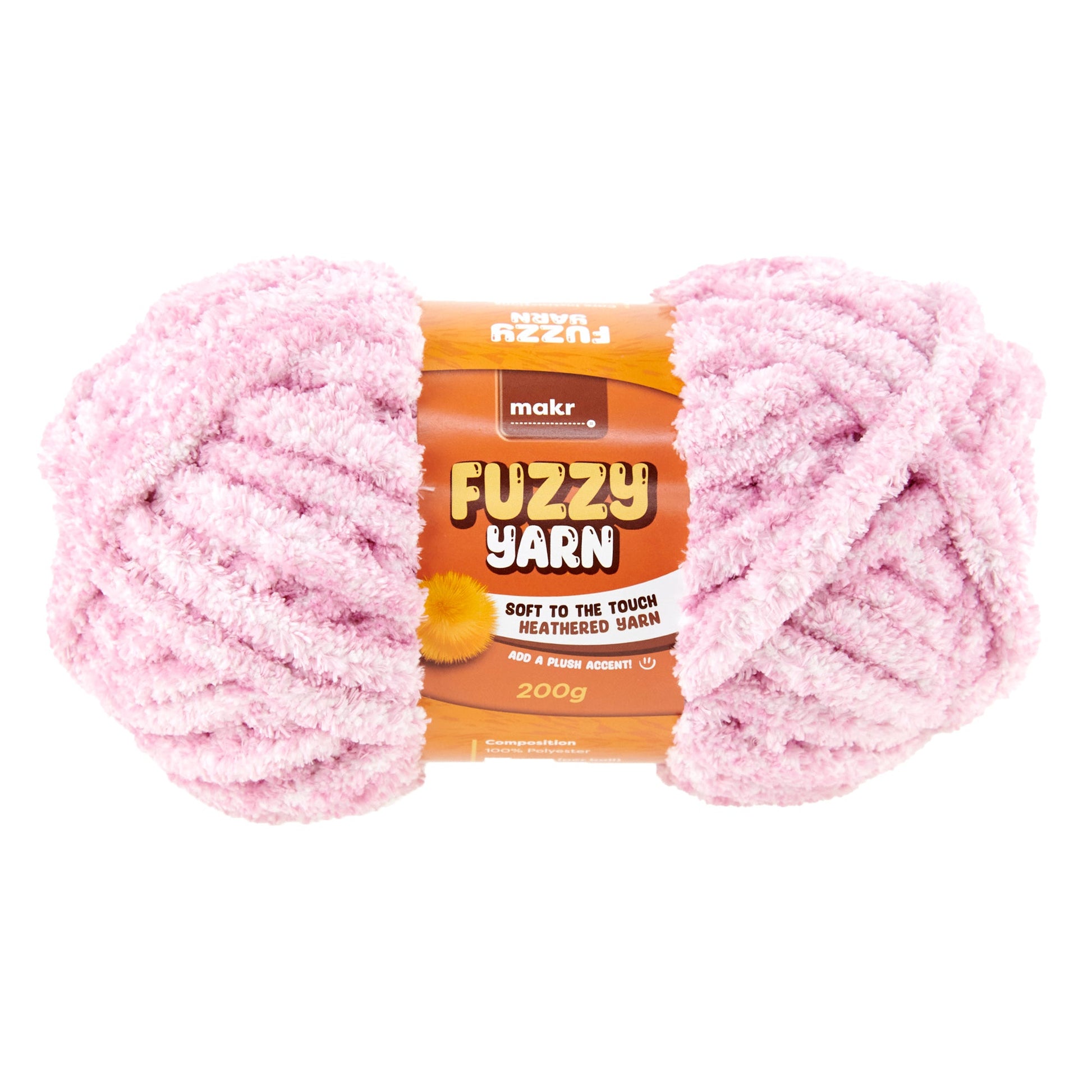 Makr Fuzzy Crochet & Knitting Yarn, Sweet Pink- 200g Polyester Yarn