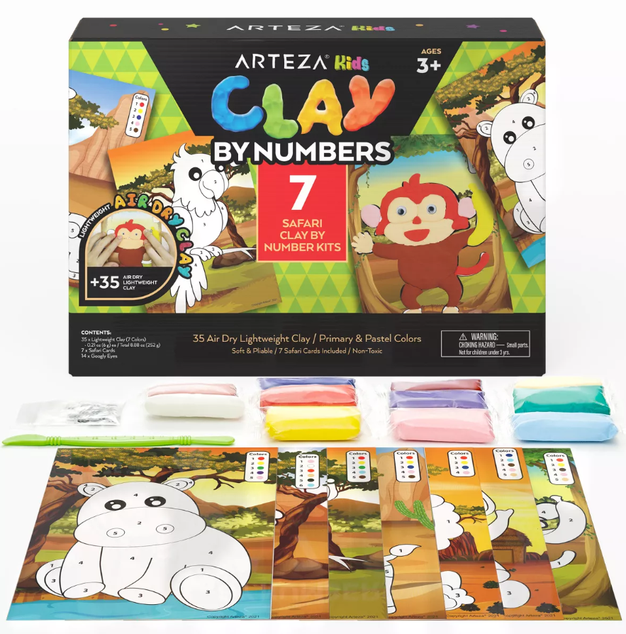 Arteza Clay Number Set, Safari Assorted Color