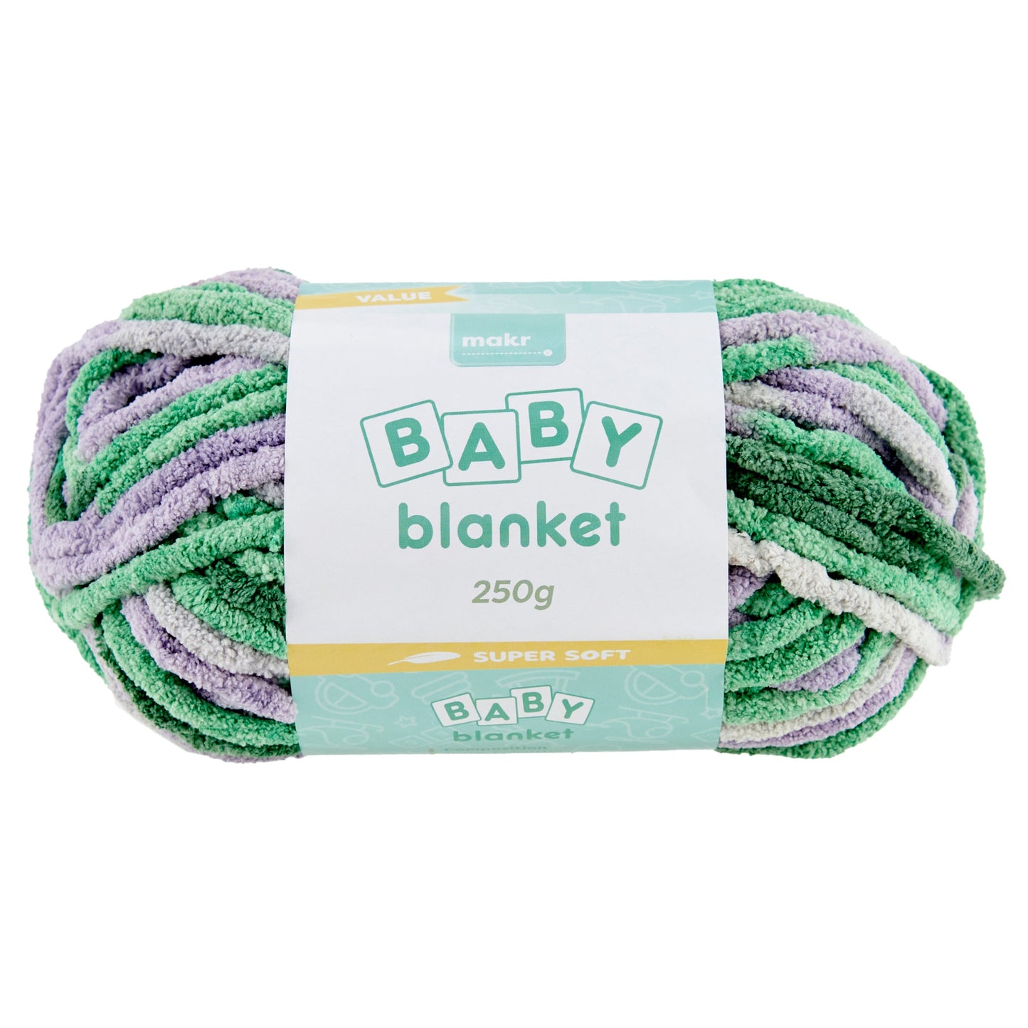 Makr Baby Blanket Crochet & Knitting Yarn, Garden Mix Green- 250g Polyester Yarn