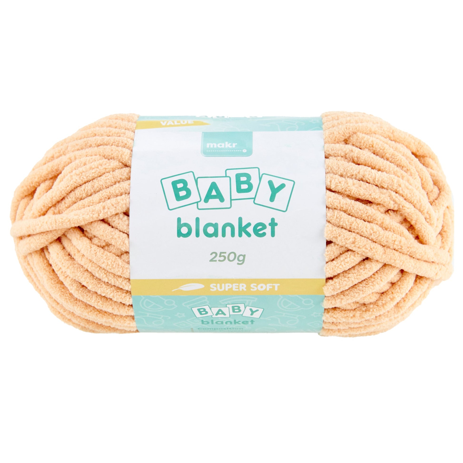 Makr Baby Blanket Crochet & Knitting Yarn, Tender Peach- 250g Polyester Yarn