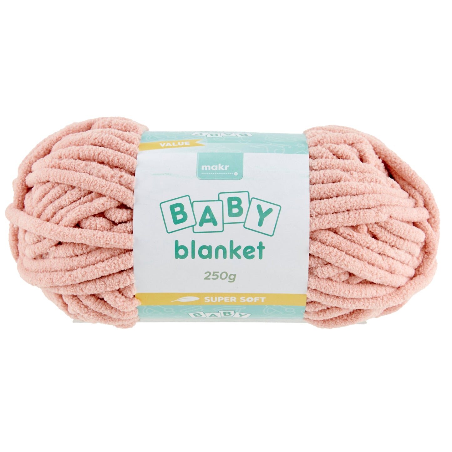 Makr Baby Blanket Crochet & Knitting Yarn, Pink Blush- 250g Polyester Yarn