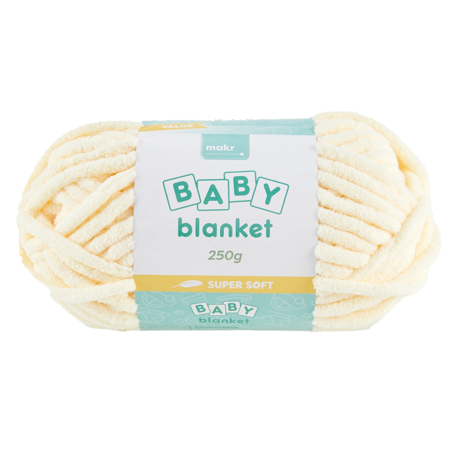 Makr Baby Blanket Crochet & Knitting Yarn, Snow White- 250g Polyester Yarn