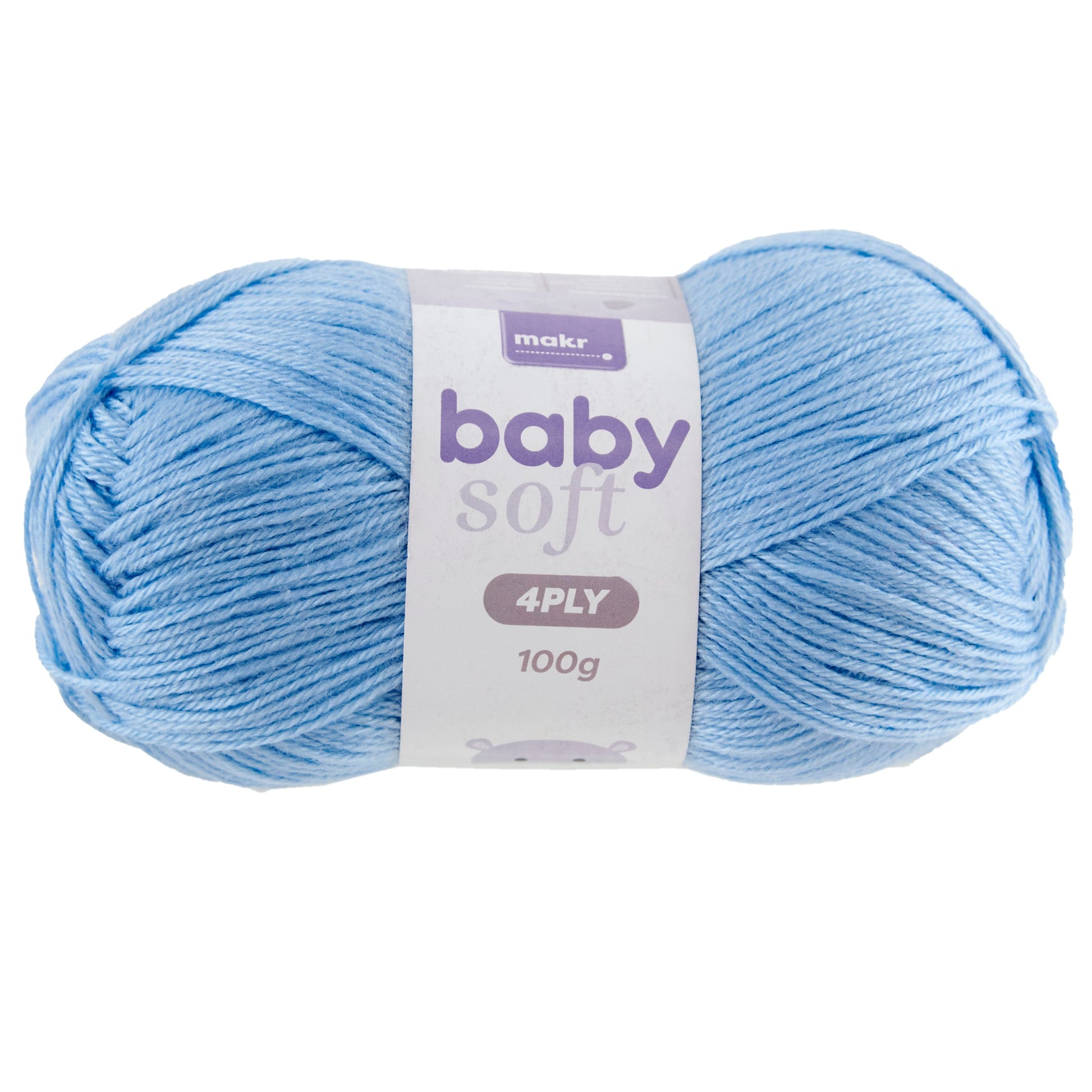 Makr Baby Soft Crochet & Knitting Yarn 4ply, Angel Blue- 100g Acrylic Nylon Blend Yarn