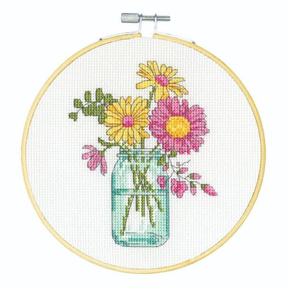 Dimensions Cross Stitch, Flower Mason Jar- 13x18cm