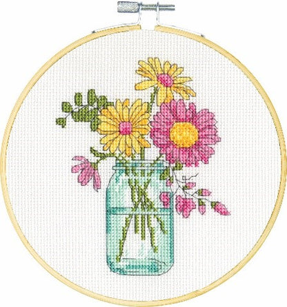 Dimensions Cross Stitch, Flower Mason Jar- 13x18cm