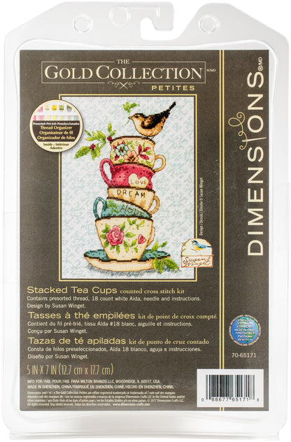 Dimensions Cross Stitch, Stacked Tea Cups- 13x18cm