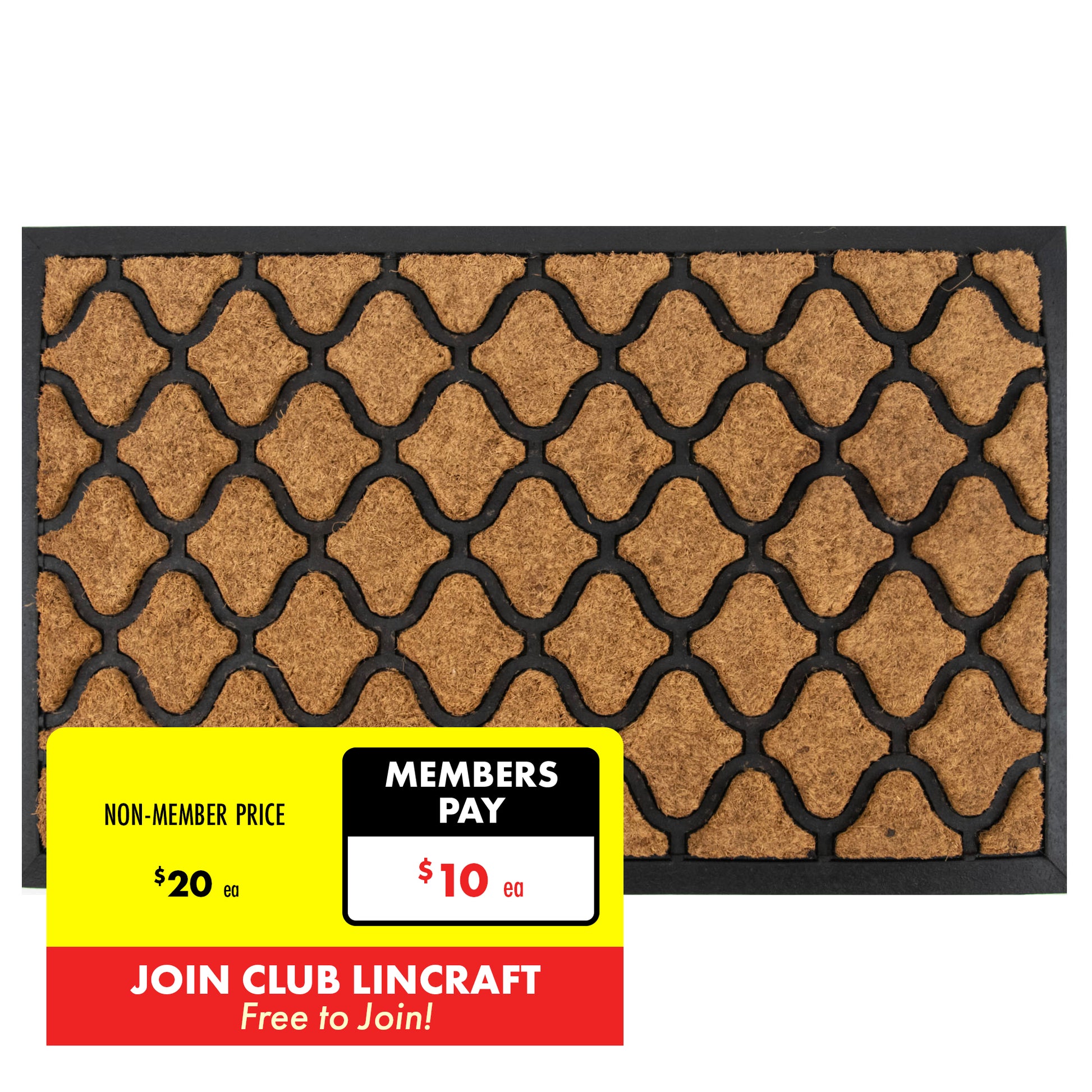 Formr Rubber Moulded Coir Brush Mat, Diamond- 40x60cm