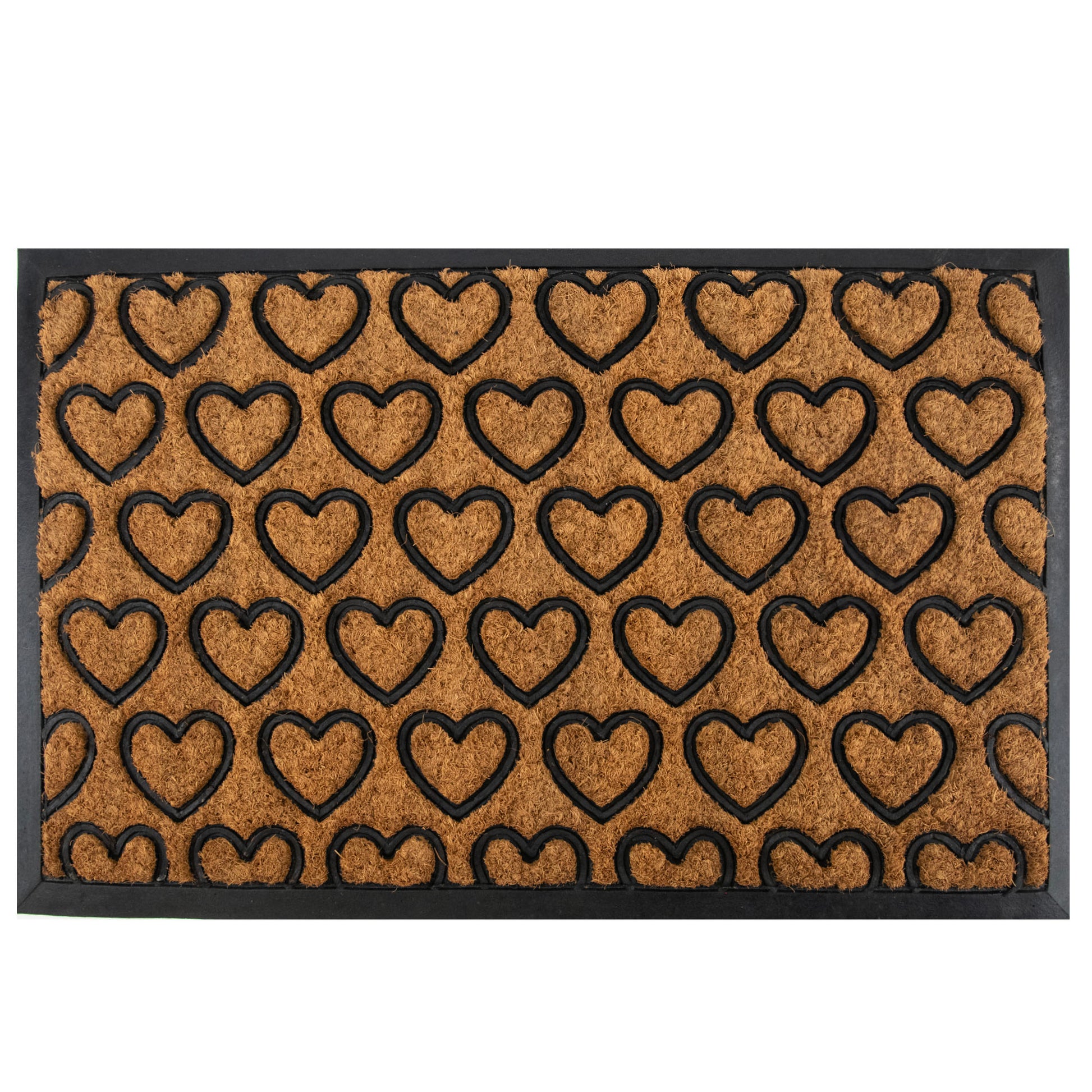 Formr Rubber Moulded Coir Brush Mat, Box Hearts- 40x60cm