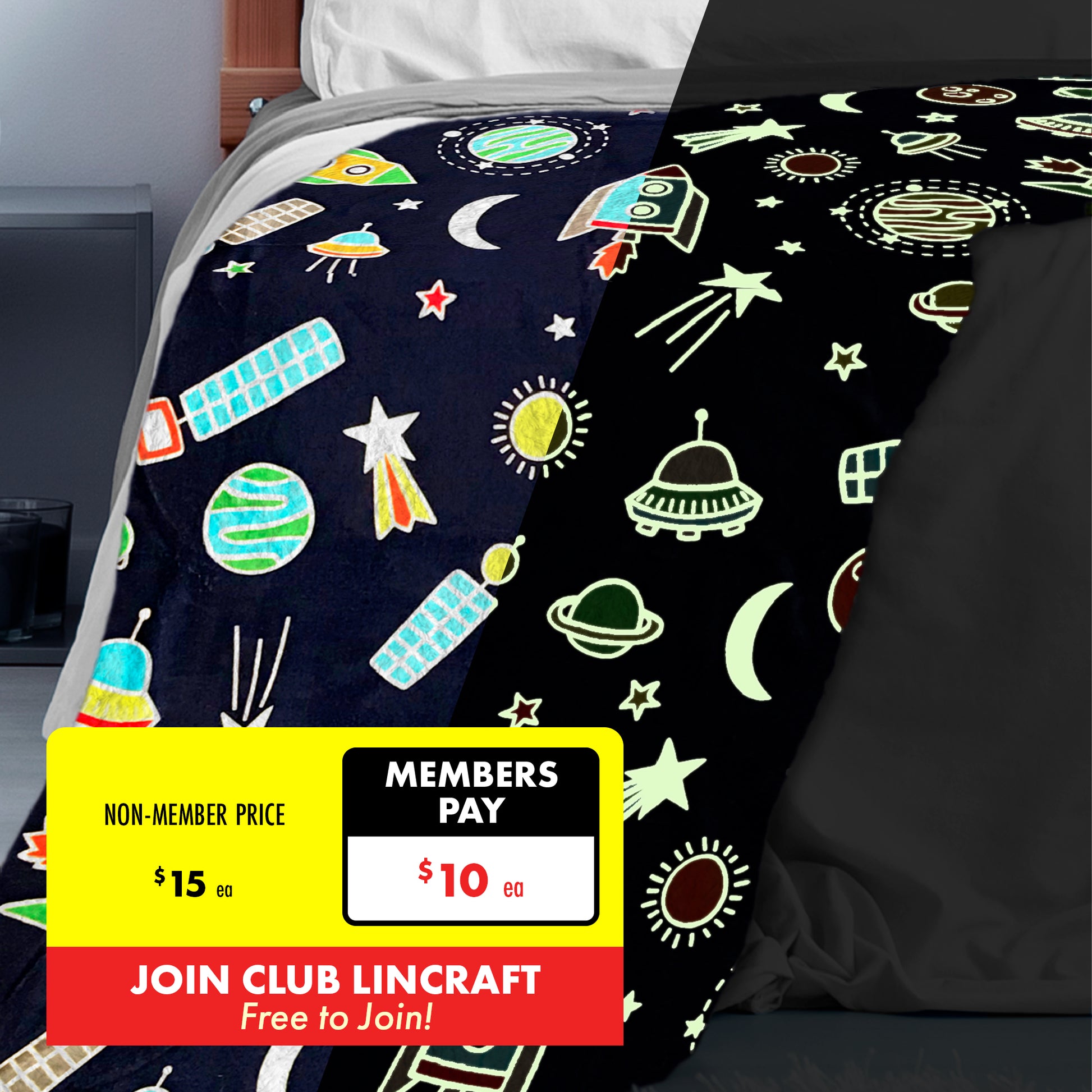 Formr Junior Glow Throw, Navy Space- 127x152cm