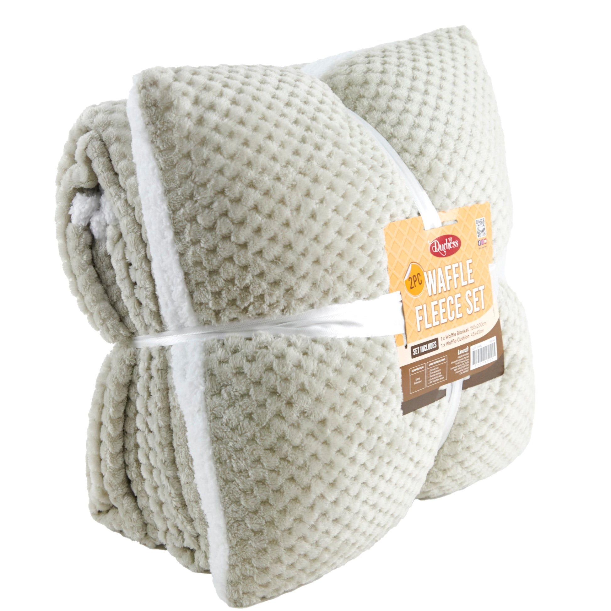 2-Piece Waffle Fleece Set Cushion Throw