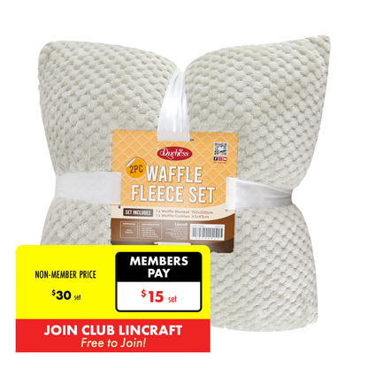 2-Piece Waffle Fleece Set Cushion Throw