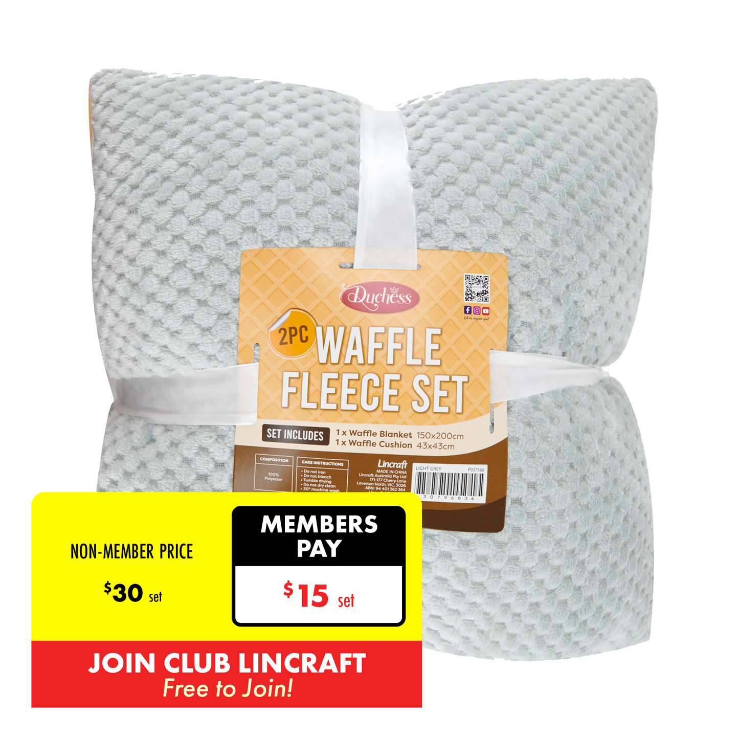 2-Piece Waffle Fleece Set Cushion Throw