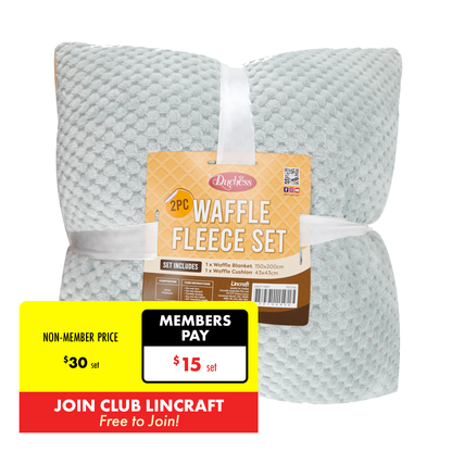 2-Piece Waffle Fleece Set Cushion Throw