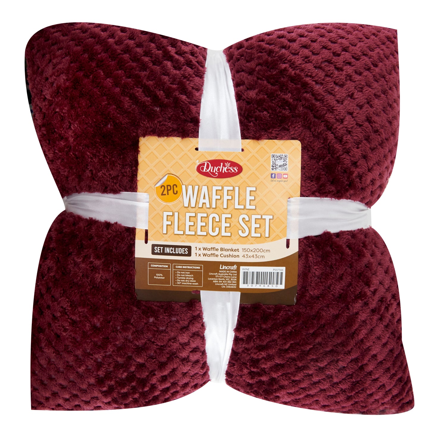 2-Piece Waffle Fleece Set Cushion Throw