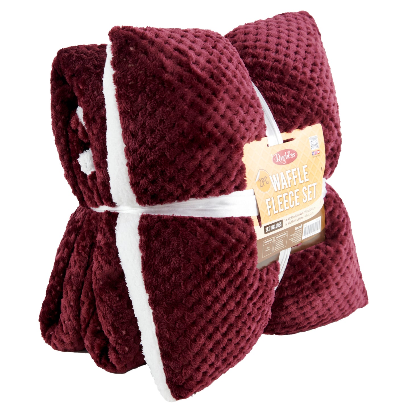 2-Piece Waffle Fleece Set Cushion Throw