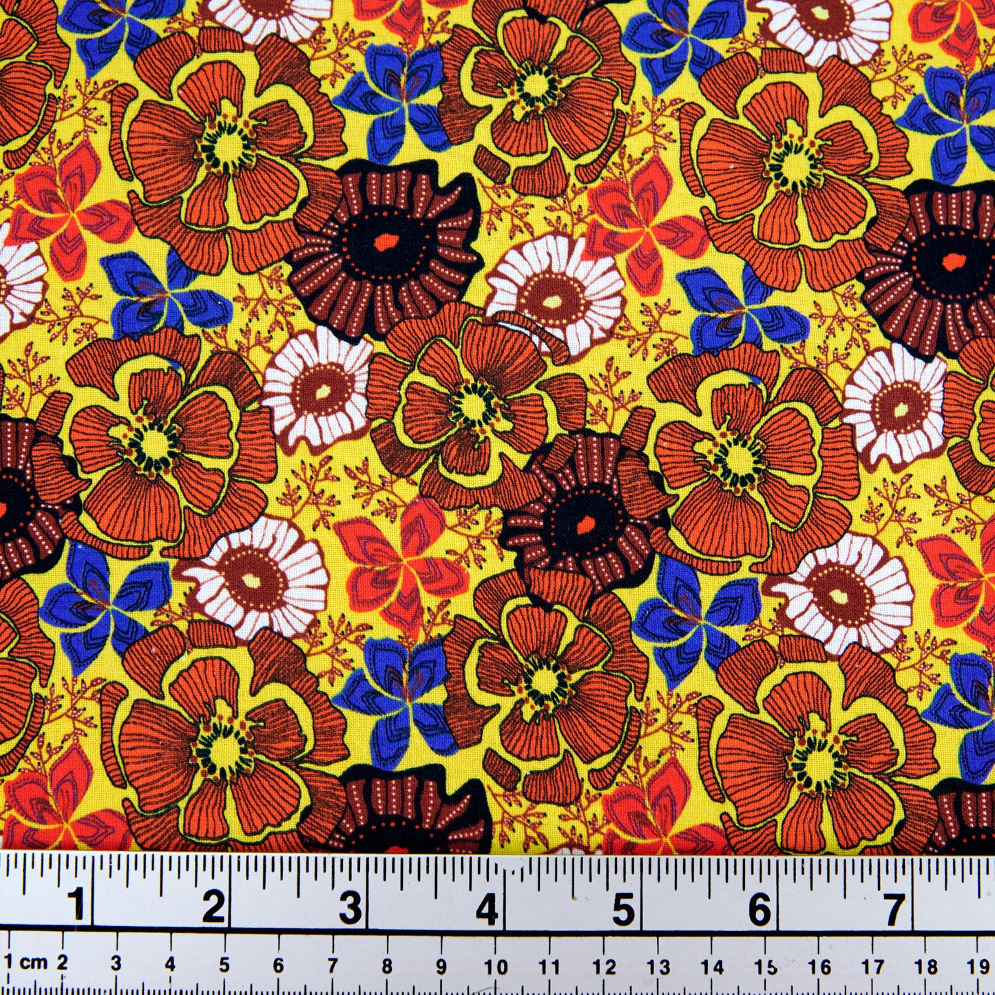 Craft Prints African Spring Fabric, Multi Orange Base- Width 112cm